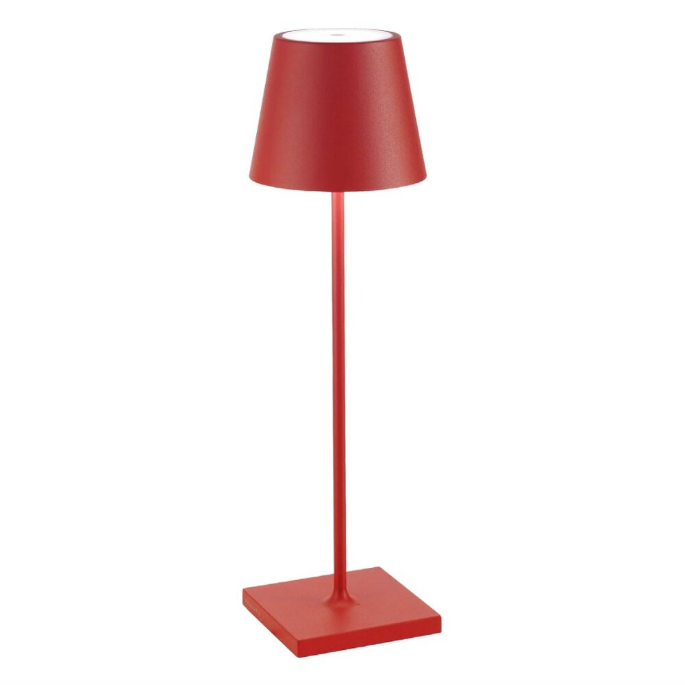 NEW Cordless, LED Table Lamp, Red, 15" Height
